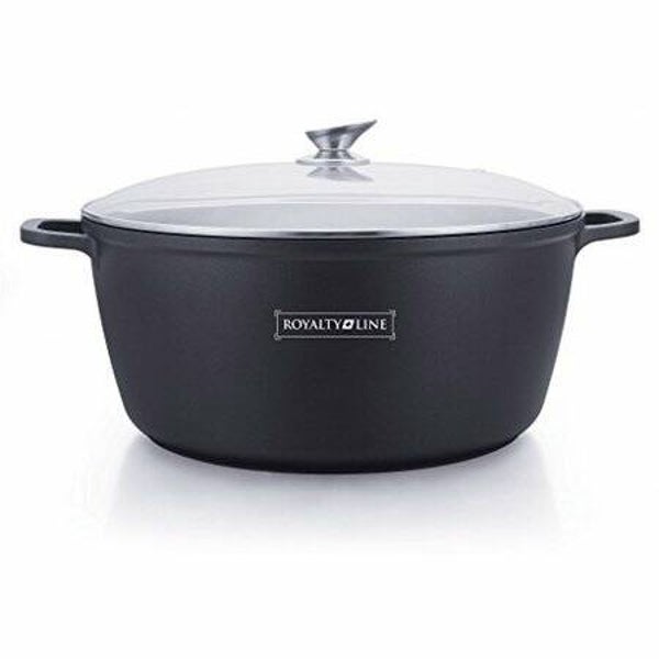 Royalty 44 CM Soeppan / Braadpan met Glazen afdekplaat ZWART NIEUW!