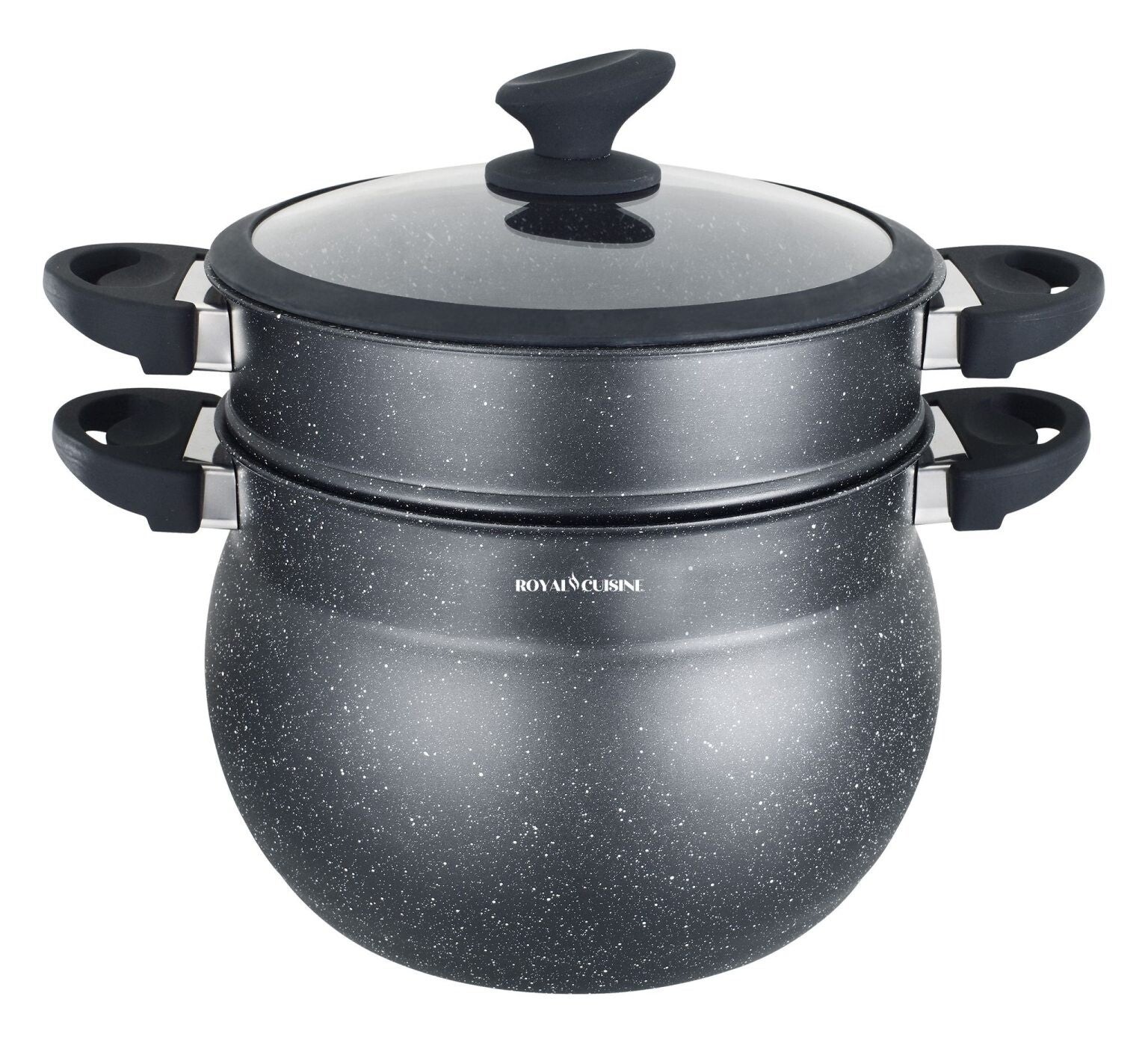 Couscous Pan – 8 Liter – Stoompan – Alle Warmtebronnen ( Ook Inductie) – Rijst en Groentestomer – Multisteamer – Aluminium – Met Glazen Deksel – Zwart – NIEUW!