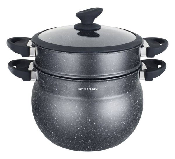 Couscous Pan – 14 Liter – Stoompan – Alle Warmtebronnen ( Ook Inductie) – Rijst en Groentestomer – Multisteamer – Aluminium – Met Glazen Deksel – Zwart – NIEUW!
