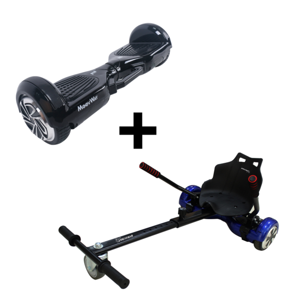 BUNDELDEAL! Moovway Hoverboard Zwart + LED Licht incl Hoverkart NIEUW!