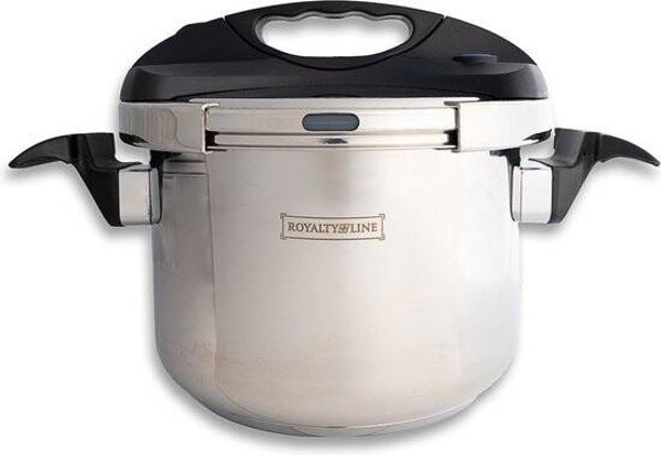 Royalty Line® RL24PS6LM Snelkookpan Inductie – 6 Liter / Ø 24cm – Snelkookpannen Voor Alle Warmtebronnen – Pressure Cooker Met Antiaanbaklaag – Instant koken – Eenhandig Mechanisme – RVS