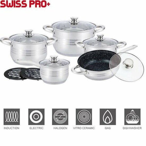 Swiss Pro 12 Delige Pannenset 5 Pannen + Accessoires !