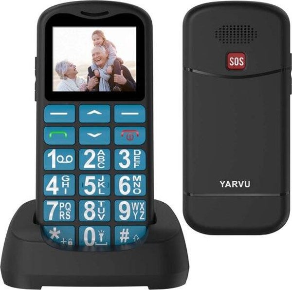 Yarvu ® Easy Pro - 4G Senioren Mobiel - Met Oplaadstation - Mobiele Telefoon GSM - Big Button - Grote Toetsen - Ouderen - Simlockvrij - Blauw
