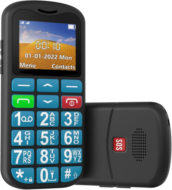 Yarvu ® - Easy - 4G Senioren Mobiele Telefoon - Grote Toetsen & Cijfers - Big Button Mobiel - GSM Ouderen - GSM - SOS Noodknop - Snelkiestoetsen - Blauw