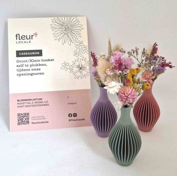plukbon Fleur Locale met magneetvaasje gevuld met droogbloemen