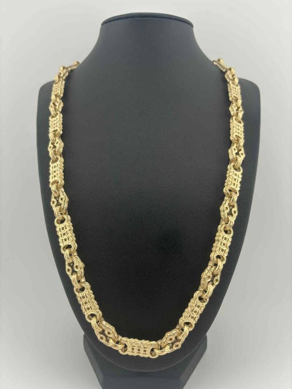 Stars & Bars Necklace 24", 9ct Yellow Gold