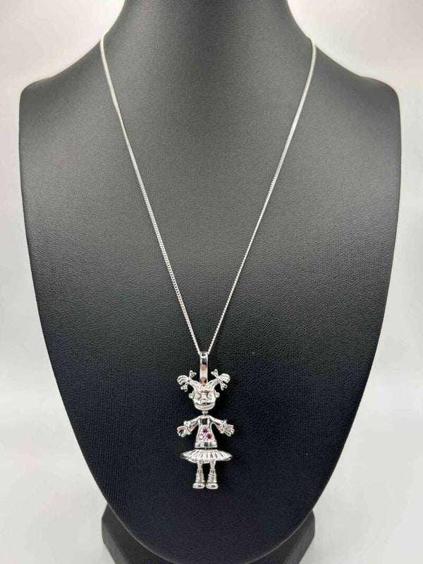 Naughty Girl Pendant & 18" Chain Set, Silver