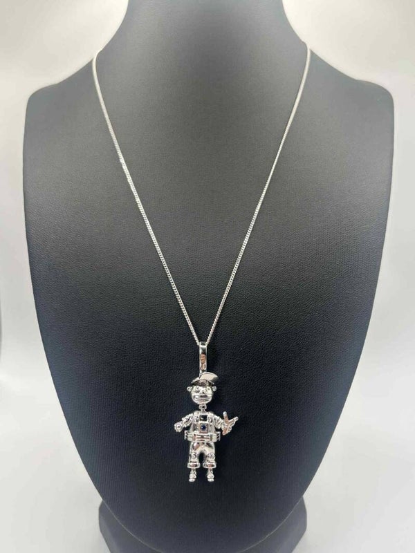 Naughty Boy Pendant & 18" Chain Set, Silver