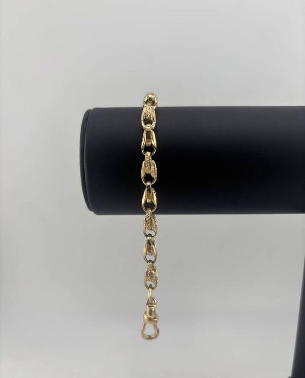 Half Patterned Tulip Bracelet 7.5”, 9ct Yellow Gold