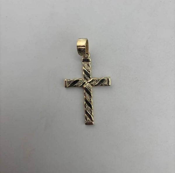 Patterned Cross, 9ct Yellow Gold