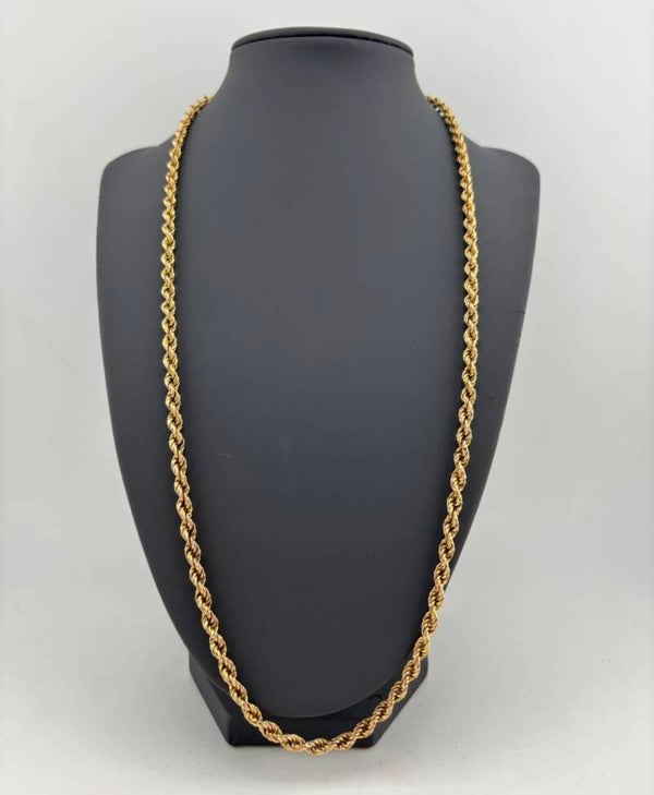 Rope Chain 24.5”, 9ct Yellow Gold