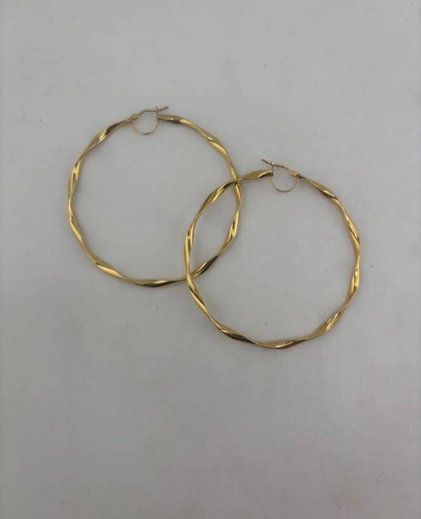 XL Twist Hoop Earrings 6.5cm, 9ct Yellow Gold