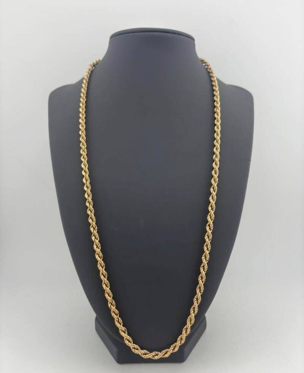 Semi Solid Rope Chain 24”, 9ct Yellow Gold