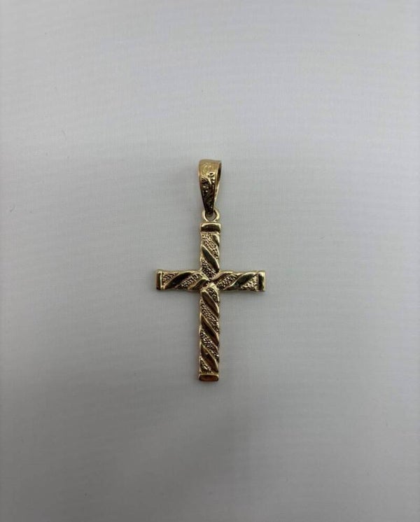Patterned Cross, 9ct Yellow Gold