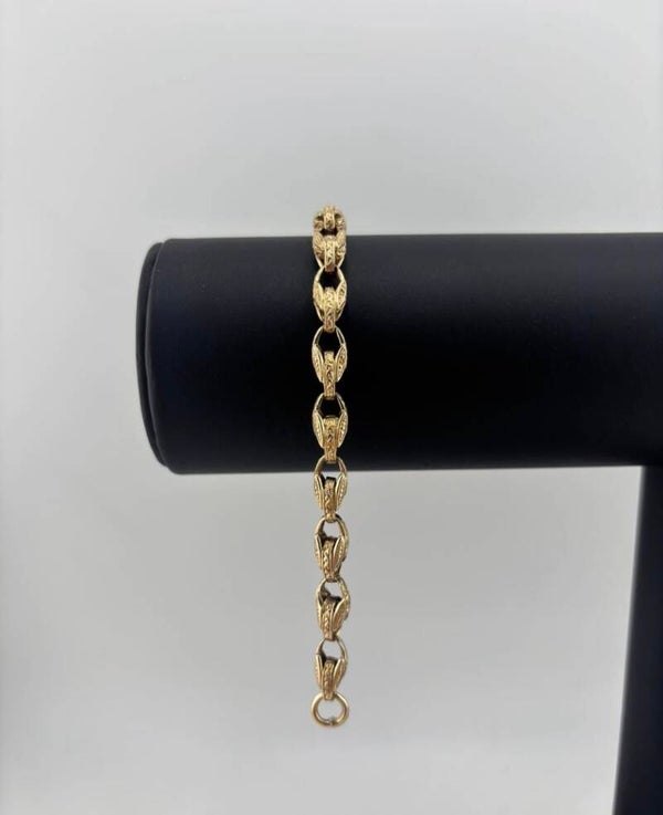Fully Patterned Tulip Bracelet 7.”, 9ct Yellow Gold
