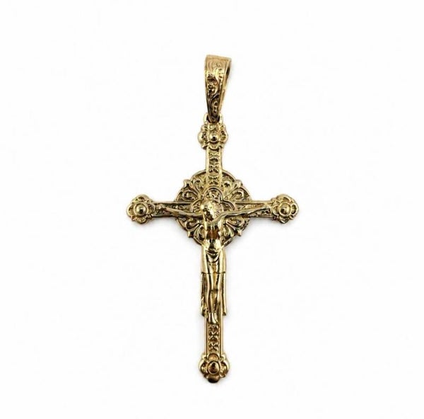 XL Double Sided Crucifix, 9ct Yellow Gold