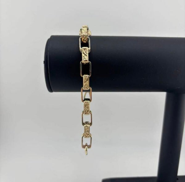 Gypsy Link Belcher Bracelet 8.5”, 9ct Yellow Gold