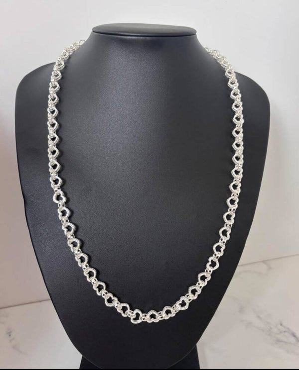 Heart Necklace 24”, Silver