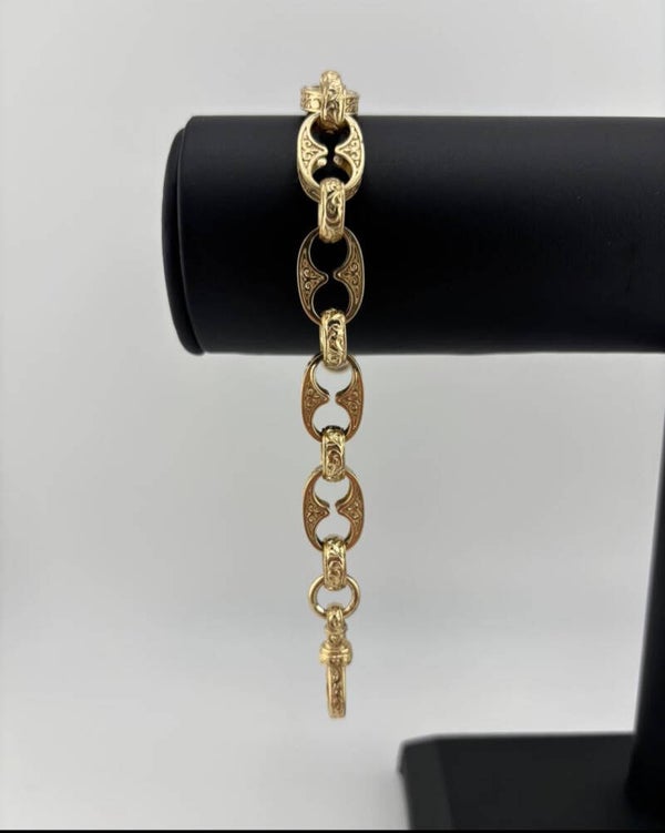 XLarge Button Link Bracelet 9", 9ct Yellow Gold