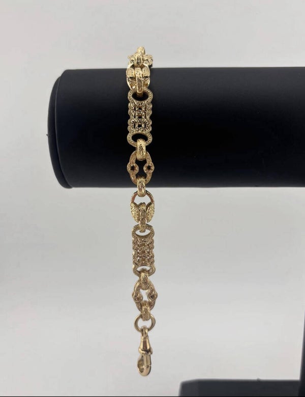 Stars, Bar, Tulip Bracelet 8”, 9ct Yellow Gold