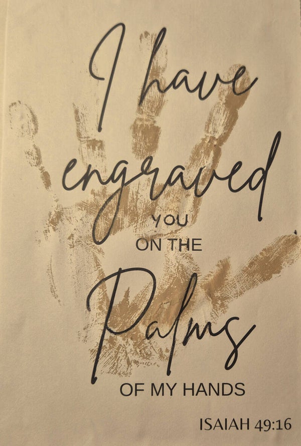 A4 of a5 print van Isaiah 49:16