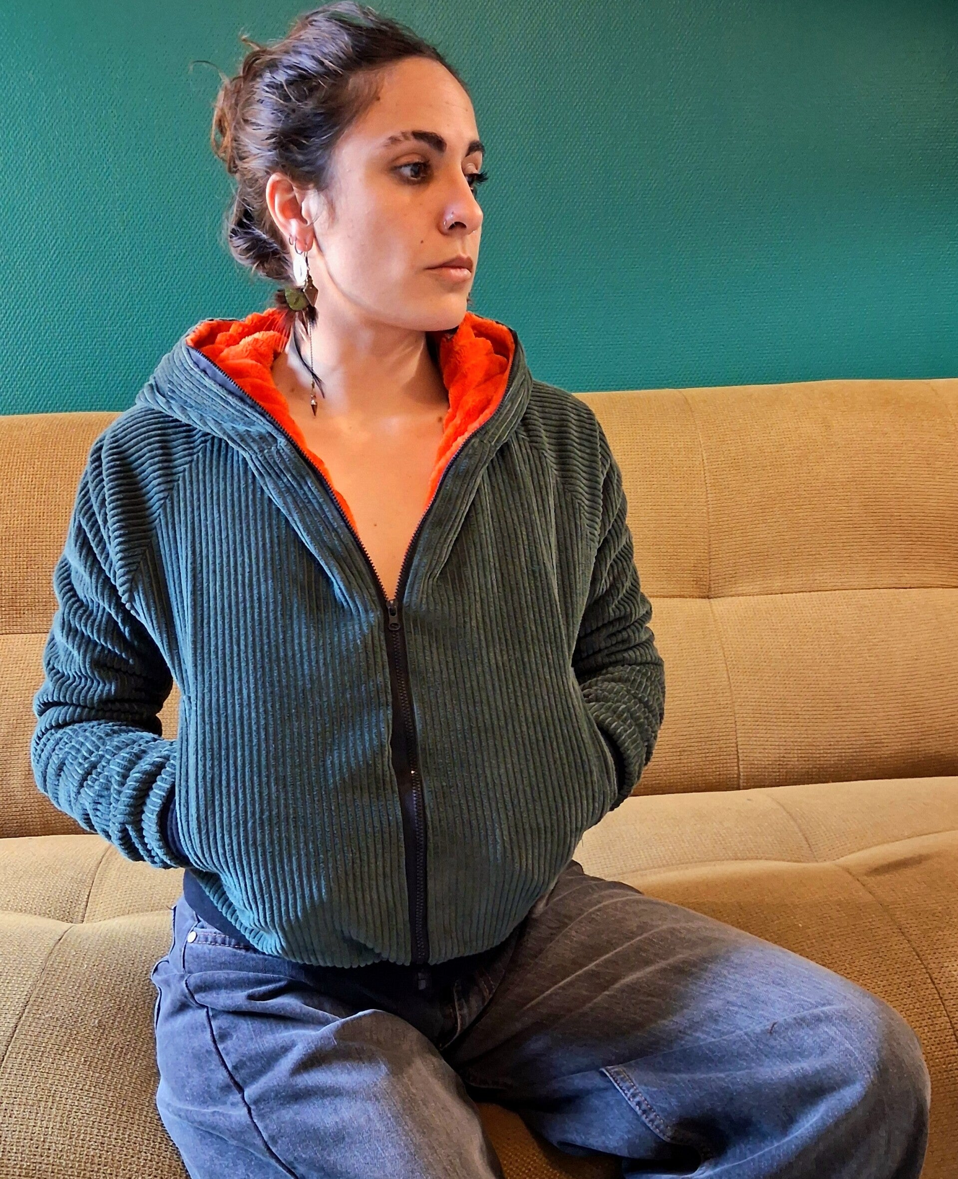 Blouson à capuche velours T36