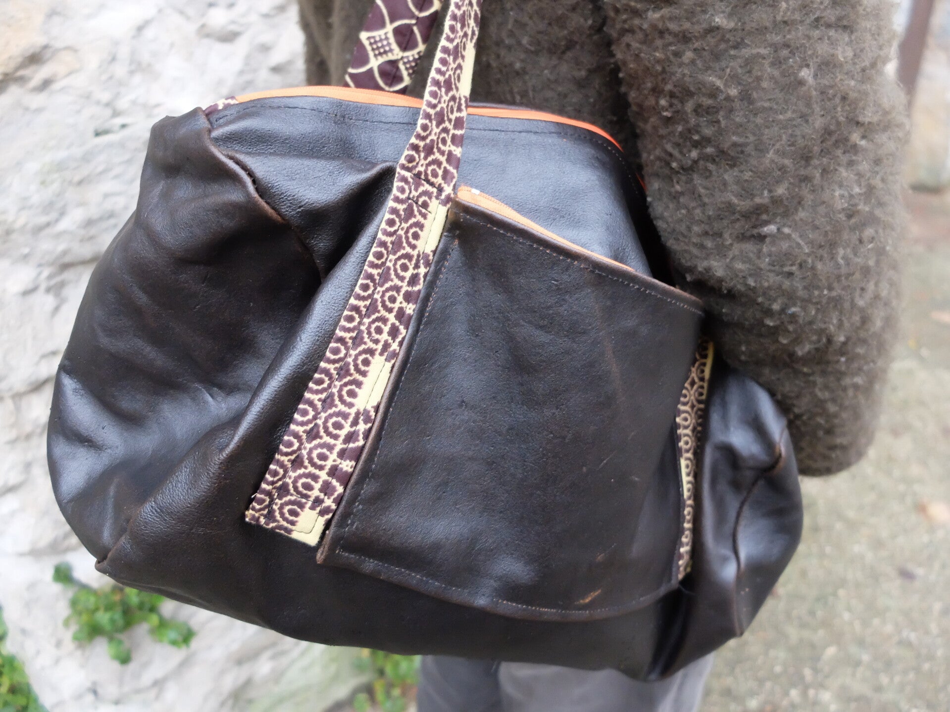Sac bowling en cuir marron