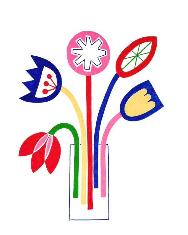 Abstract flowers in a vase