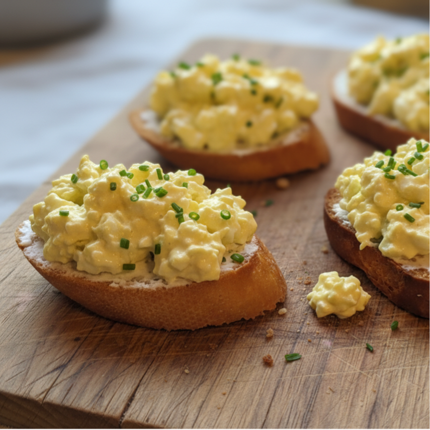 Brioche met eiersalade en truffel