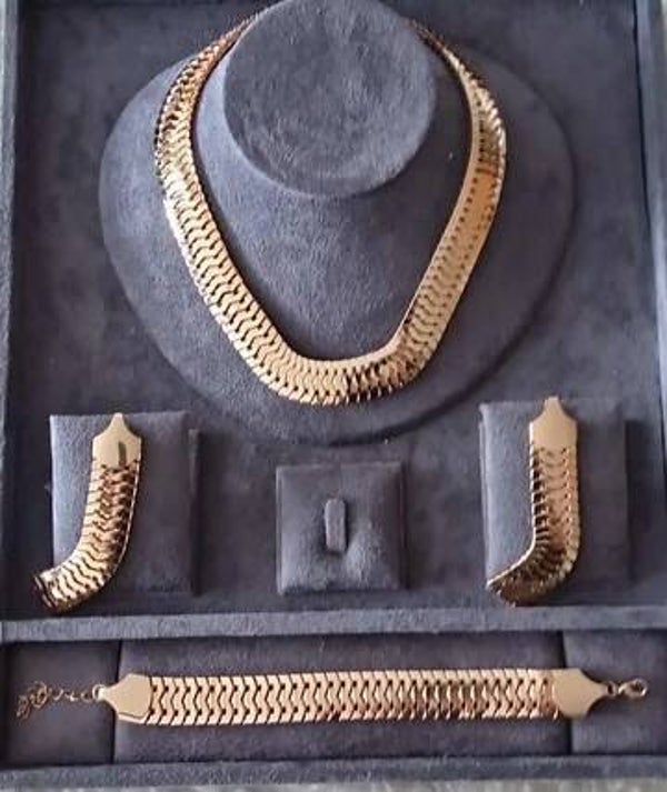 Amazing 14K Gold Plated Jewelry Set- Necklace, Earrings and Bracelet