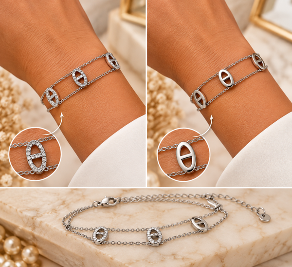 Armband Dames – Dubbelzijdig met Strass Zilver