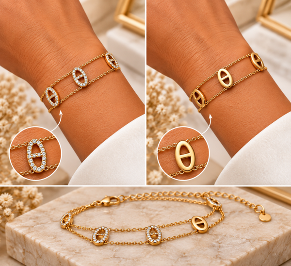 Gouden Stainless Steel Armband – Dubbelzijdig met Strass