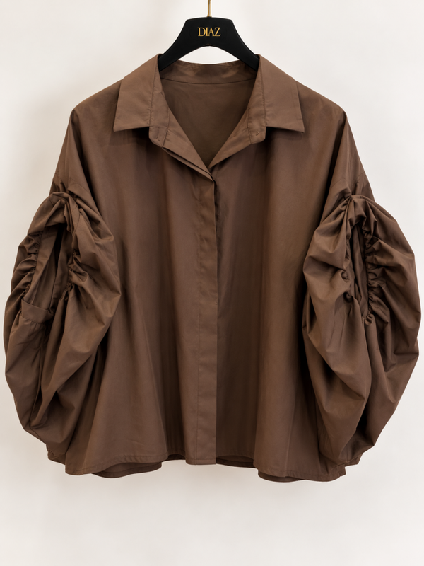 STATEMENT BLOUSE – CHOCOLATE BROWN