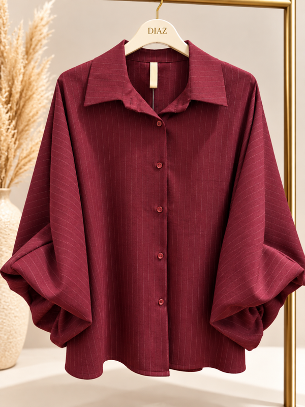 Bordeaux Pinstripe Blouse