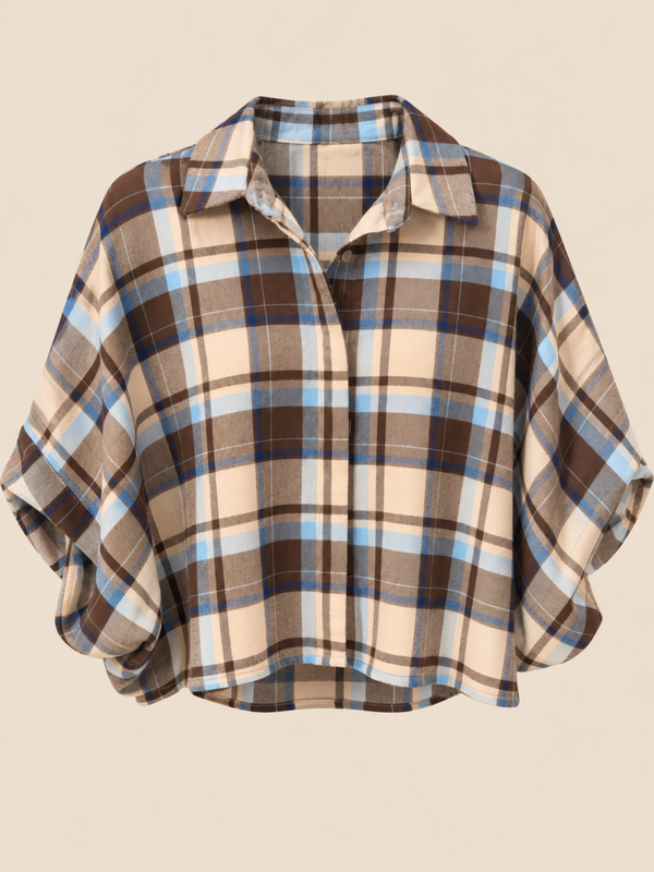 Check Geruit Blouse Blauw/Bruin