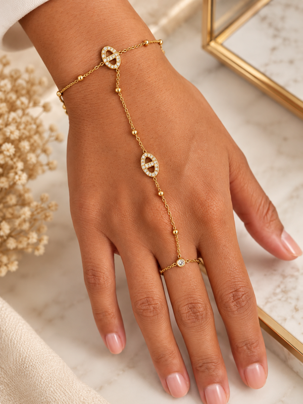Gouden Hand Chain met Strass