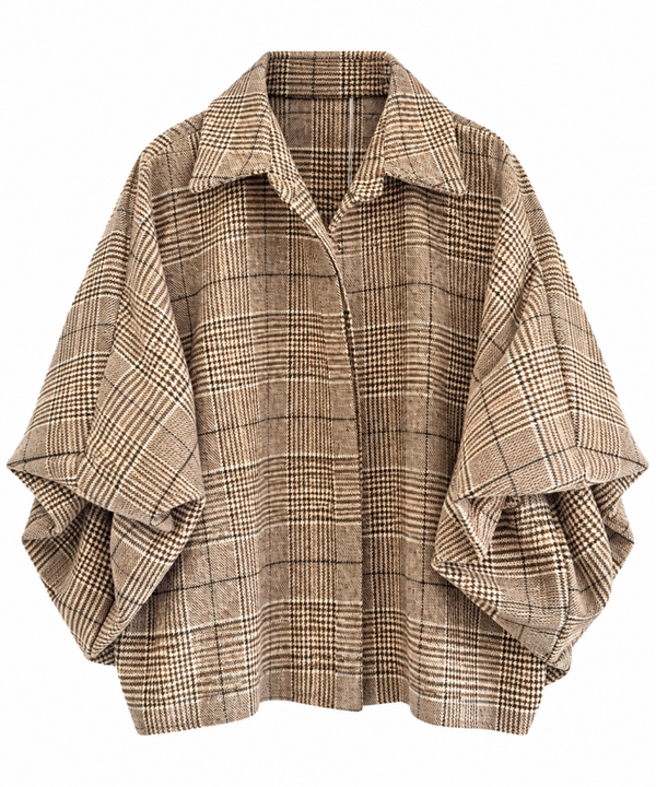 Geruite Oversized Blouse  – Beige & Bruin