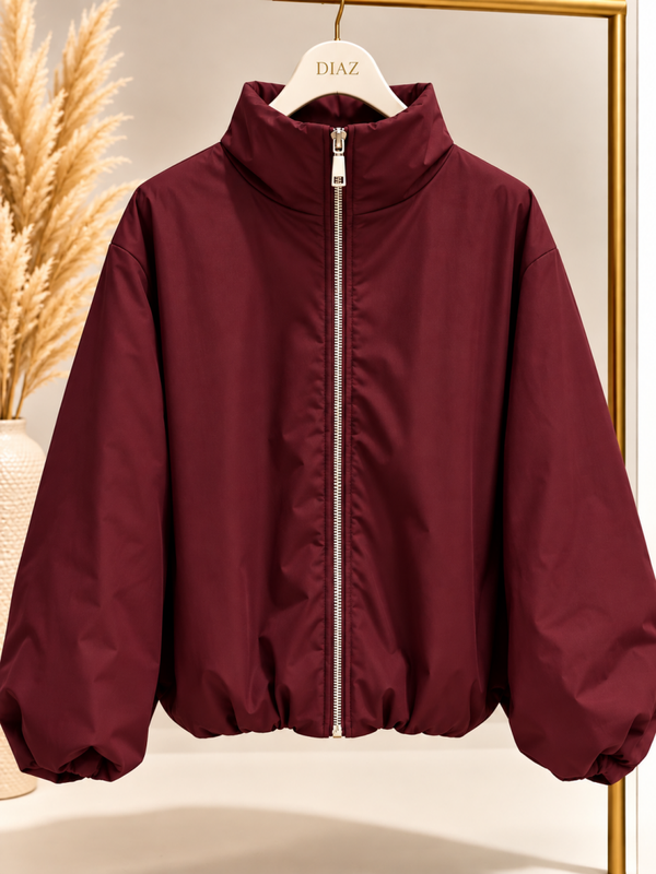 Bordeaux Balloon Bomber Jacket