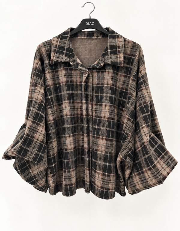 Check blouse Creme/Zwart