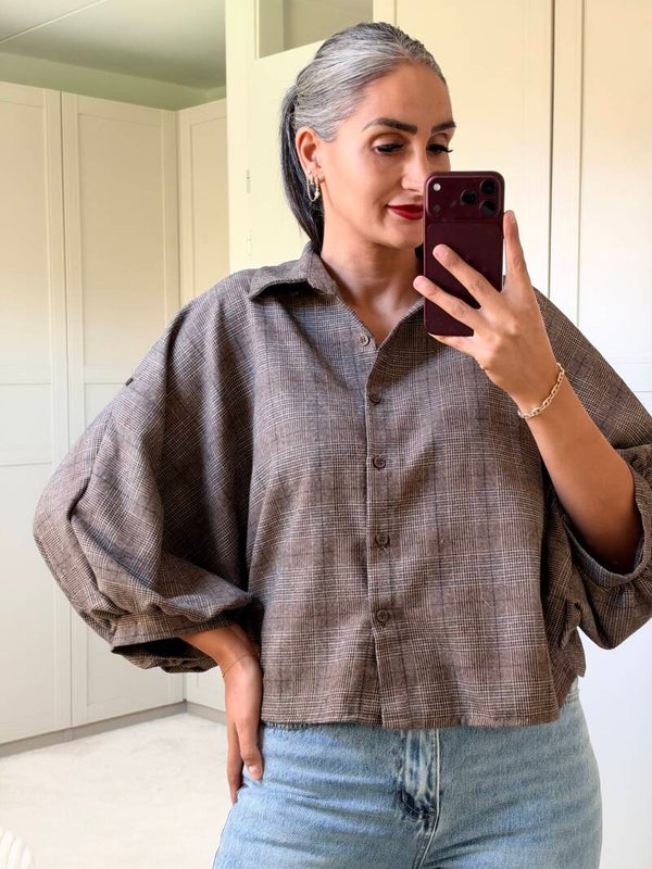 Geruite Blouse Bruin - Onesize