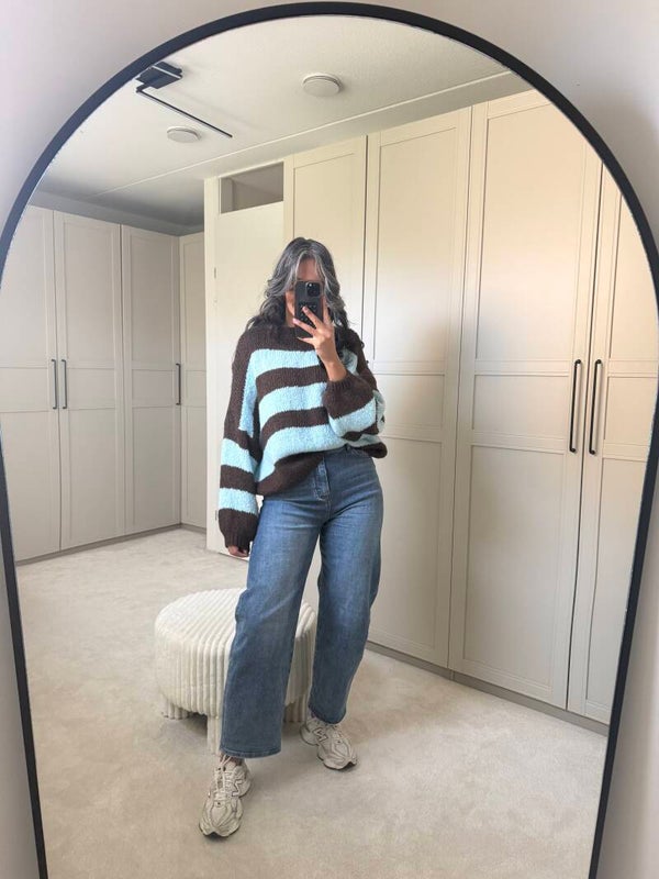 Gestreept trui blauw/bruin