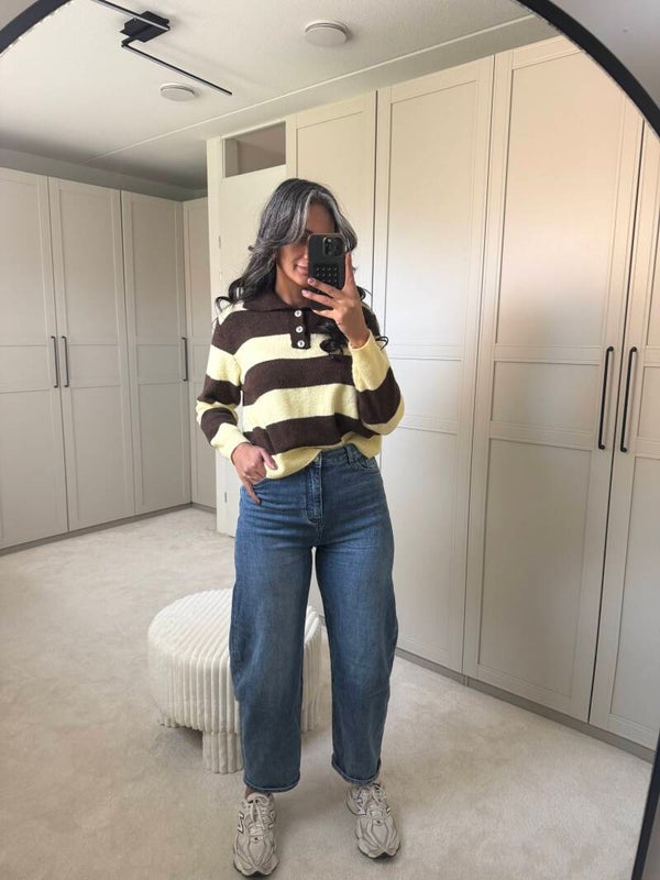 Gestreept trui geel/bruin