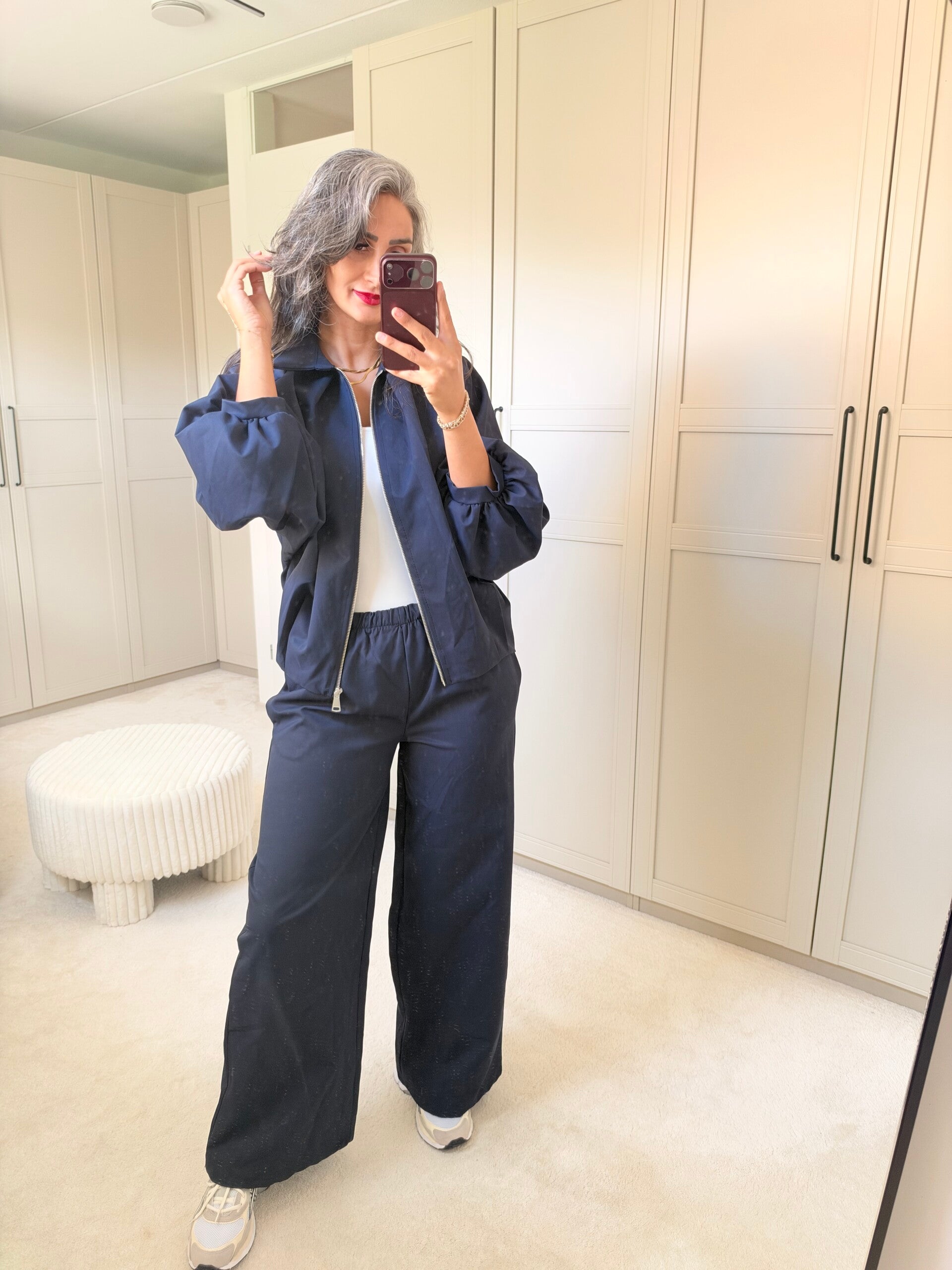 Navy set met ballonmouwen