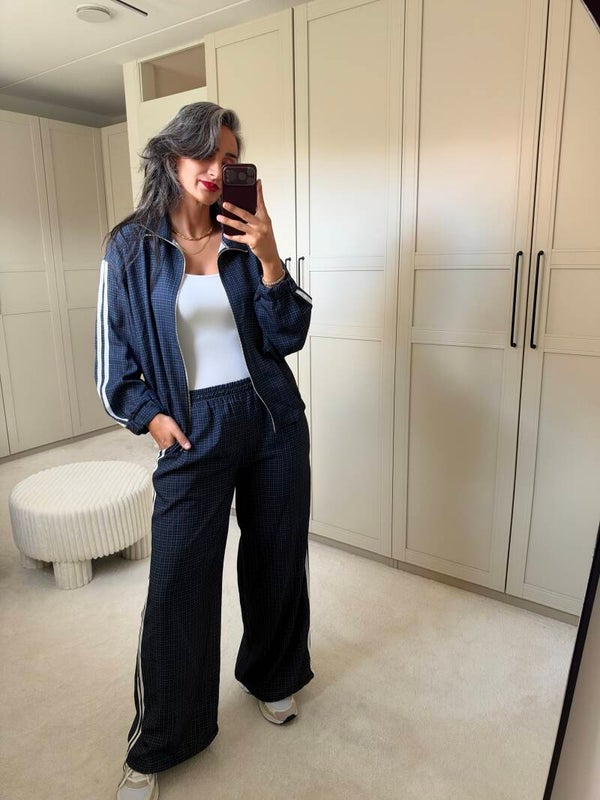 Navy set met witte strepen