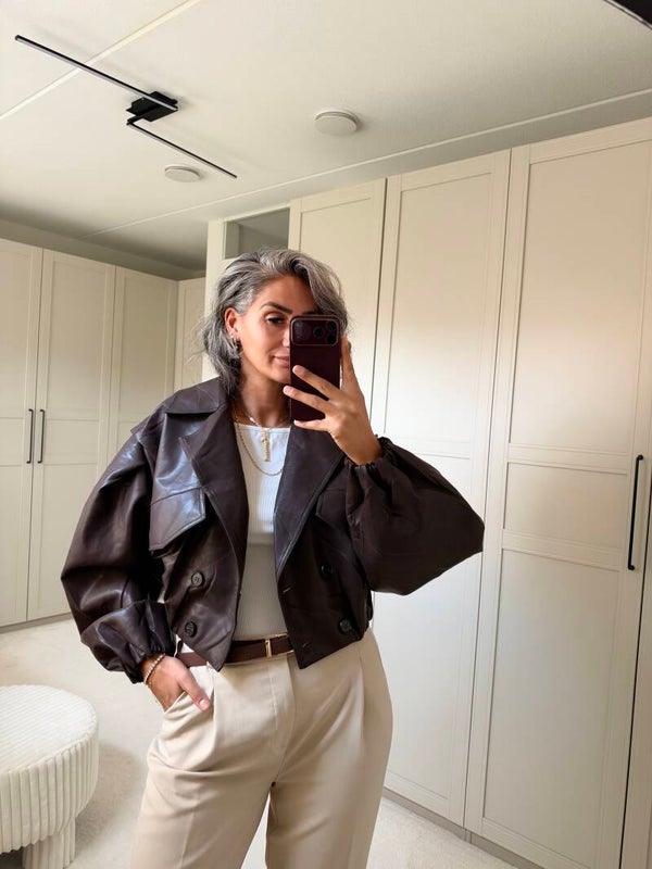 Bruin cropped jas