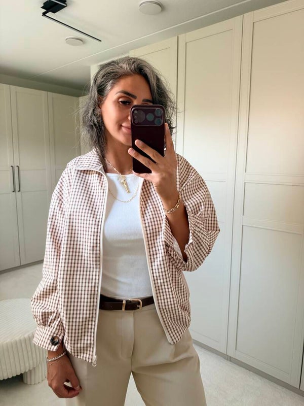 Geruite tussenjas CREME