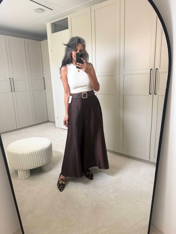 Satijn rok bruin