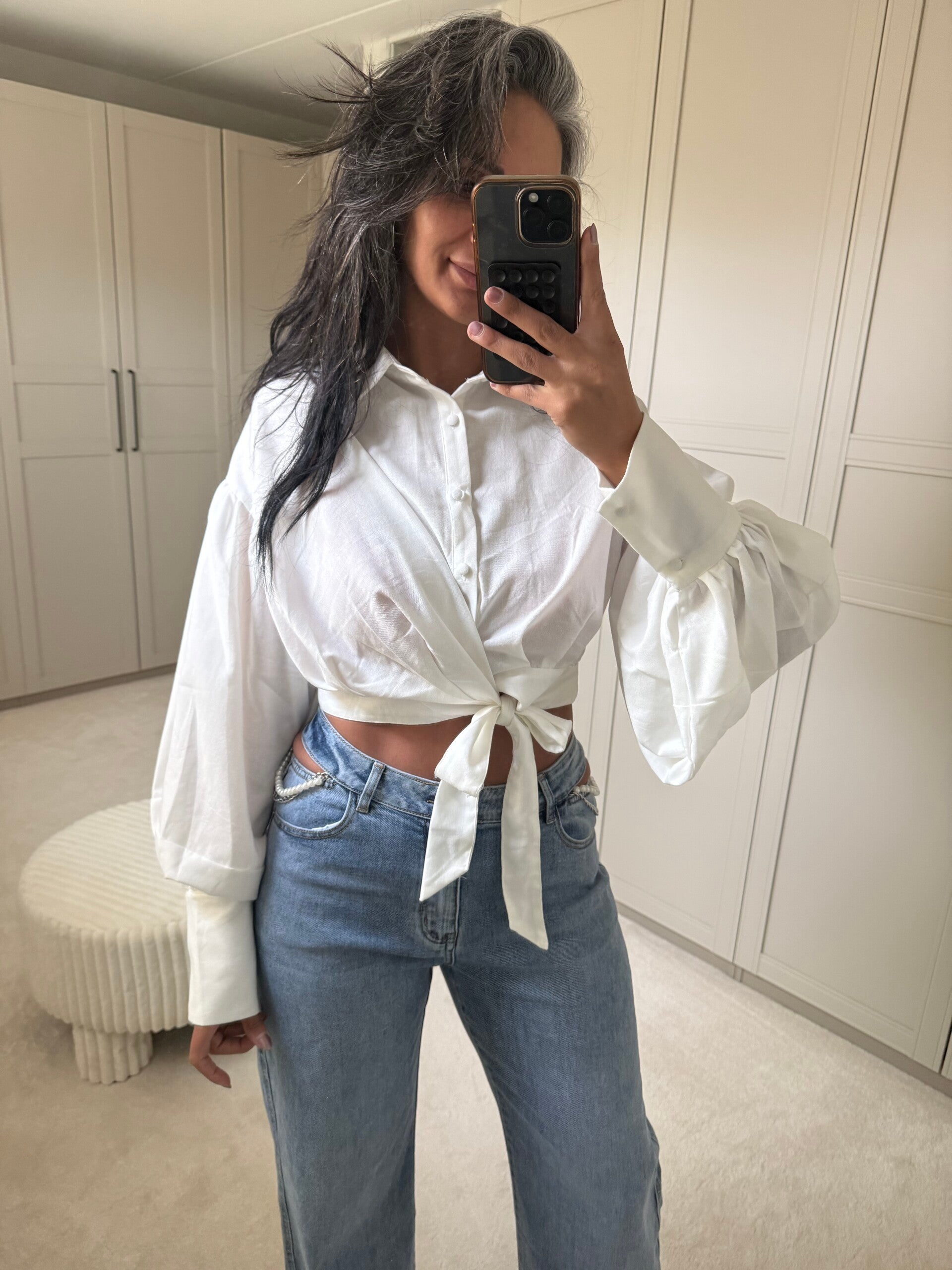 Witte crop blouse