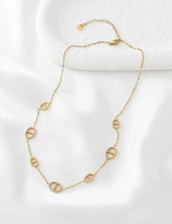 Gouden Dames Ketting met Ovale Details – Minimalistische Statement Ketting