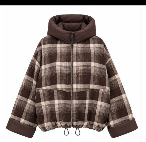 Geruite Checked Bomberjas – Chocolate Brown